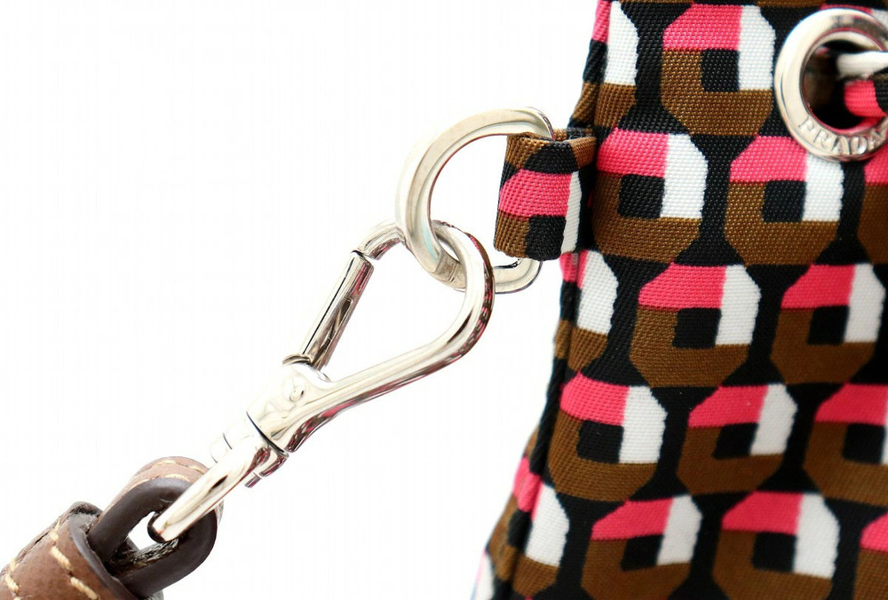 Prada TESSUTO STAMPA ROSA Drawstring Multi Leather Multicolor - Picture 7 of 9
